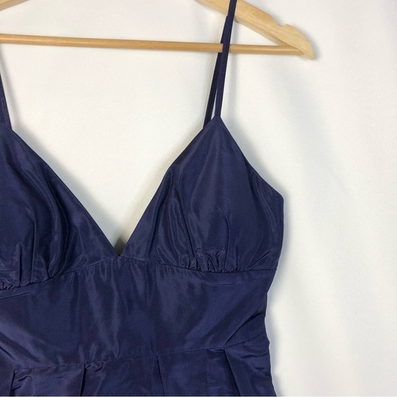J. Crew Navy Blue Fit & Flare Silk Knee Length Dress 6 - Picture 3 of 4
